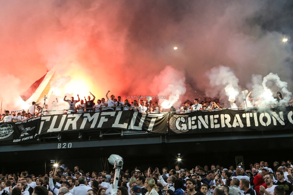 Sturm Graz - Salzburg
OEFB Cup, Finale, SK Sturm Graz - FC RB Salzburg, Woerthersee Stadion Klagenfurt, 09.05.2018. 

Foto zeigt Fans von Sturm
Schlüsselwörter: pyrotechnik