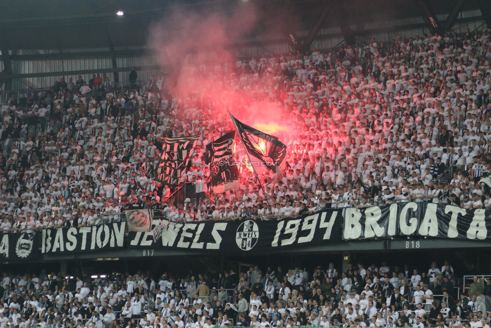 Sturm Graz - Salzburg
OEFB Cup, Finale, SK Sturm Graz - FC RB Salzburg, Woerthersee Stadion Klagenfurt, 09.05.2018. 

Foto zeigt Fans von Sturm
Schlüsselwörter: pyrotechnik