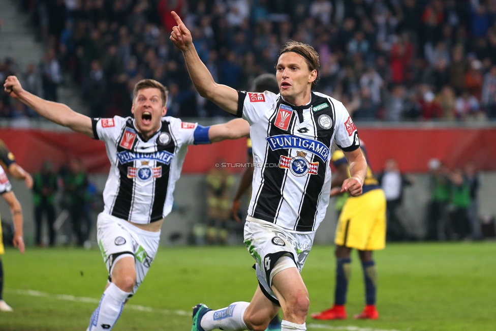 Sturm Graz - Salzburg
OEFB Cup, Finale, SK Sturm Graz - FC RB Salzburg, Woerthersee Stadion Klagenfurt, 09.05.2018. 

Foto zeigt Deni Alar (Sturm) und Stefan Hierlaender (Sturm)
Schlüsselwörter: torjubel