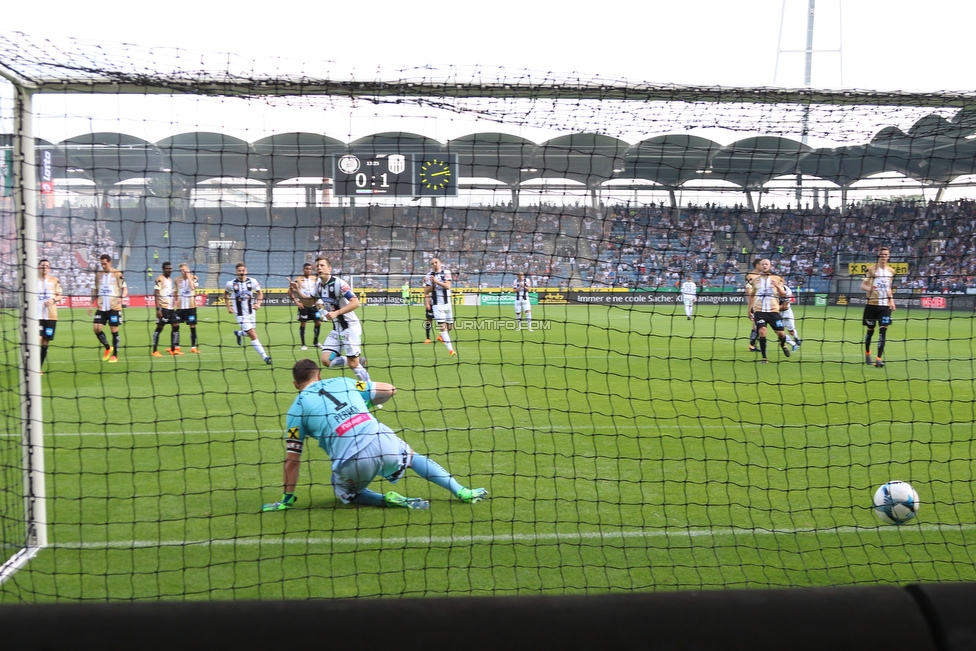 Sturm Graz - LASK
Oesterreichische Fussball Bundesliga, 34. Runde, SK Sturm Graz - LASK, Stadion Liebenau Graz, 12.05.2018. 

Foto zeigt Deni Alar (Sturm) und Pavao Pervan (LASK)
Schlüsselwörter: elfmeter tor