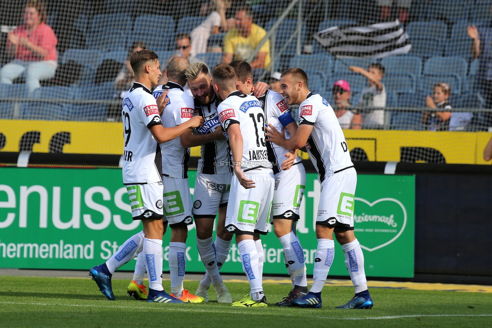 Sturm Graz - LASK
Oesterreichische Fussball Bundesliga, 34. Runde, SK Sturm Graz - LASK, Stadion Liebenau Graz, 12.05.2018. 

Foto zeigt Marvin Potzmann (Sturm), Fabian Koch (Sturm), Peter Zulj (Sturm), Jakob Jantscher (Sturm), Deni Alar (Sturm) und Sandi Lovric (Sturm)
Schlüsselwörter: torjubel