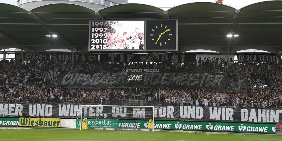 Sturm Graz - Admira Wacker
Oesterreichische Fussball Bundesliga, 35. Runde, SK Sturm Graz - FC Admira Wacker, Stadion Liebenau Graz, 12.05.2018. 

Foto zeigt Fans von Sturm mit einem Spruchband fuer Christian Gratzei (Sturm)
