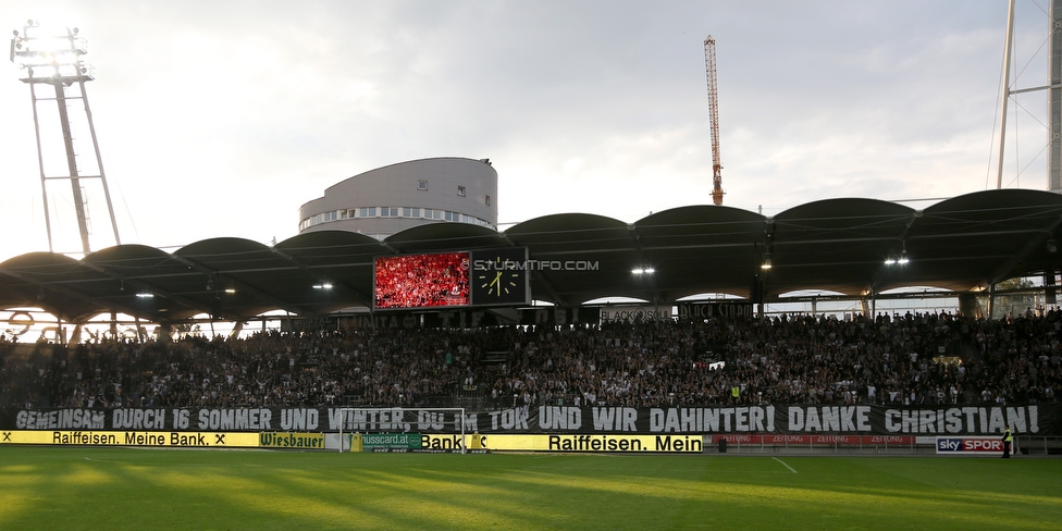 Sturm Graz - Admira Wacker
Oesterreichische Fussball Bundesliga, 35. Runde, SK Sturm Graz - FC Admira Wacker, Stadion Liebenau Graz, 12.05.2018. 

Foto zeigt Fans von Sturm mit einem Spruchband fuer Christian Gratzei (Sturm)
