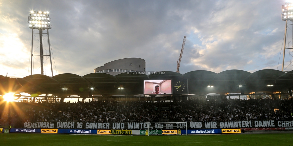 Sturm Graz - Admira Wacker
Oesterreichische Fussball Bundesliga, 35. Runde, SK Sturm Graz - FC Admira Wacker, Stadion Liebenau Graz, 12.05.2018. 

Foto zeigt Fans von Sturm mit einem Spruchband fuer Christian Gratzei (Sturm)
