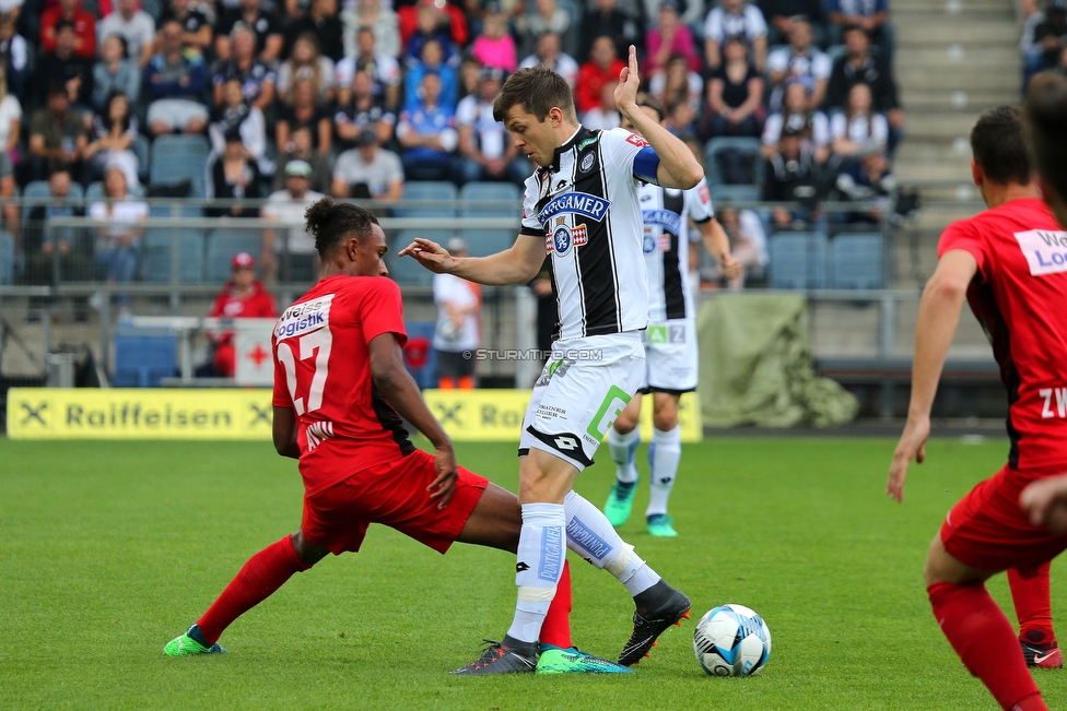 Sturm Graz - Admira Wacker
Oesterreichische Fussball Bundesliga, 35. Runde, SK Sturm Graz - FC Admira Wacker, Stadion Liebenau Graz, 12.05.2018. 

Foto zeigt Eldis Bajrami (Admira) und Deni Alar (Sturm)
