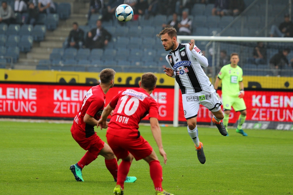 Sturm Graz - Admira Wacker
Oesterreichische Fussball Bundesliga, 35. Runde, SK Sturm Graz - FC Admira Wacker, Stadion Liebenau Graz, 12.05.2018. 

Foto zeigt Daniel Toth (Admira) und Lukas Spendlhofer (Sturm)
Schlüsselwörter: kopfball