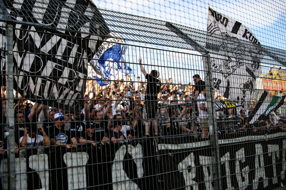 Altach - Sturm Graz
Oesterreichische Fussball Bundesliga, 36. Runde, SC Rheindorf Altach - SK Sturm Graz, Stadion Schnabelholz Altach, 27.05.2018. 

Foto zeigt Fans von Sturm
