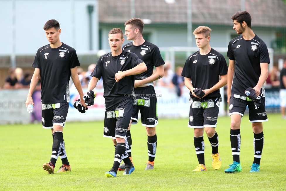 Voitsberg - Sturm Graz
Testspiel,  ASK Voitsberg - SK Sturm Graz, Sportplatz Voitsberg, 23.06.2018. 

Foto zeigt Raphael Obermair (Sturm) und Gabriele Piras (Sturm)
