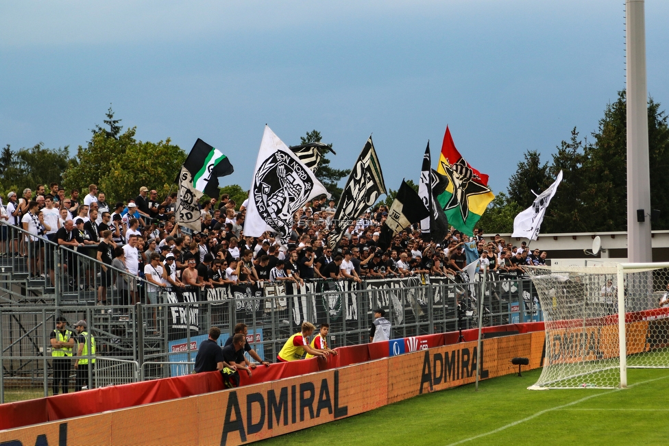 Siegendorf - Sturm Graz
OEFB Cup, 1. Runde, ASV Siegendorf - SK Sturm Graz, Heidenboden Stadion Parndorf, 21.07.2018. 

Foto zeigt Fans von Sturm
