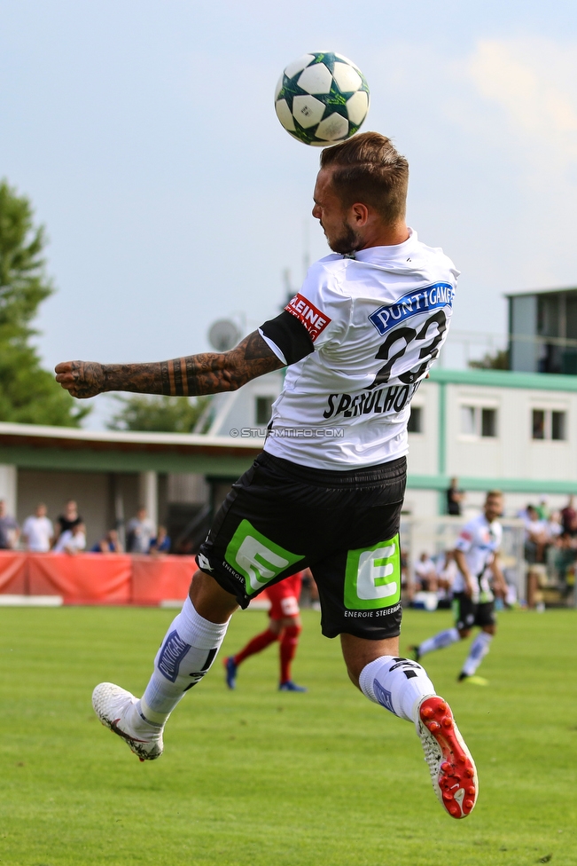 Siegendorf - Sturm Graz
OEFB Cup, 1. Runde, ASV Siegendorf - SK Sturm Graz, Heidenboden Stadion Parndorf, 21.07.2018. 

Foto zeigt Lukas Spendlhofer (Sturm)
Schlüsselwörter: kopfball