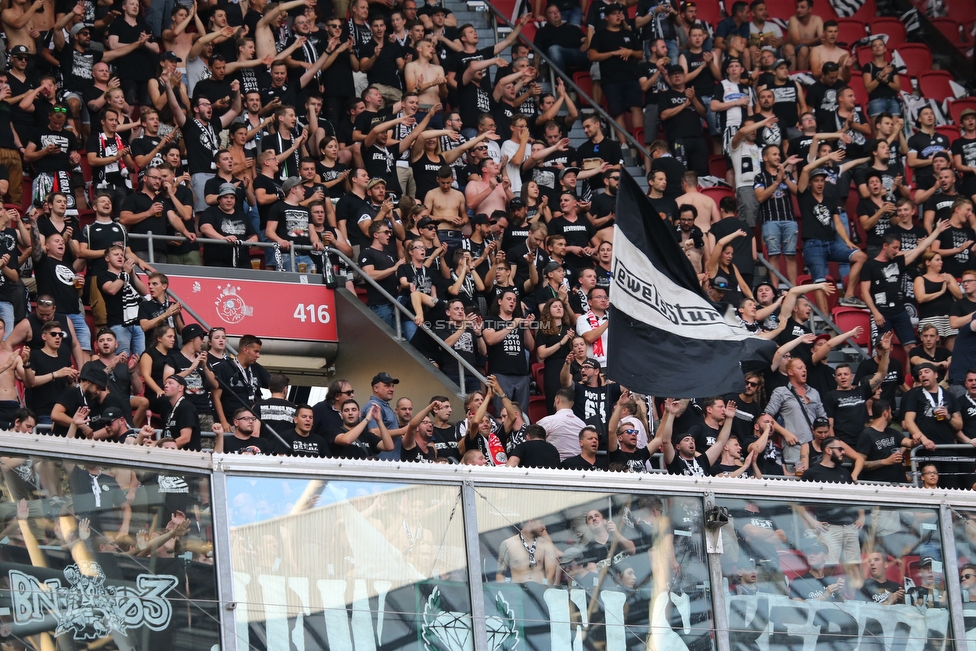 Ajax Amsterdam - Sturm Graz
UEFA Champions League Qualifikation 2. Runde, Ajax Amsterdam - SK Sturm Graz, Johan Cruijff Arena Amsterdam, 25.07.2018. 

Foto zeigt Fans von Sturm
