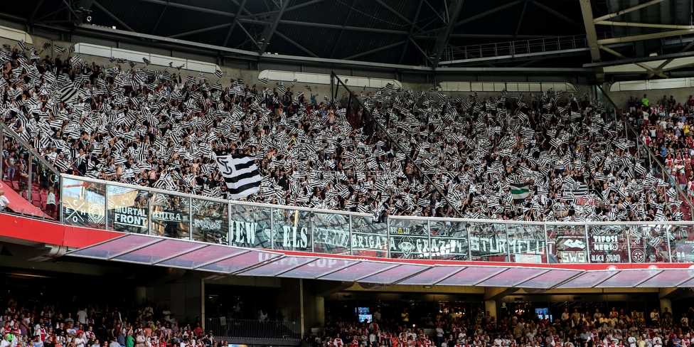 Ajax Amsterdam - Sturm Graz
UEFA Champions League Qualifikation 2. Runde, Ajax Amsterdam - SK Sturm Graz, Johan Cruijff Arena Amsterdam, 25.07.2018. 

Foto zeigt Fans von Sturm beim Corteo
