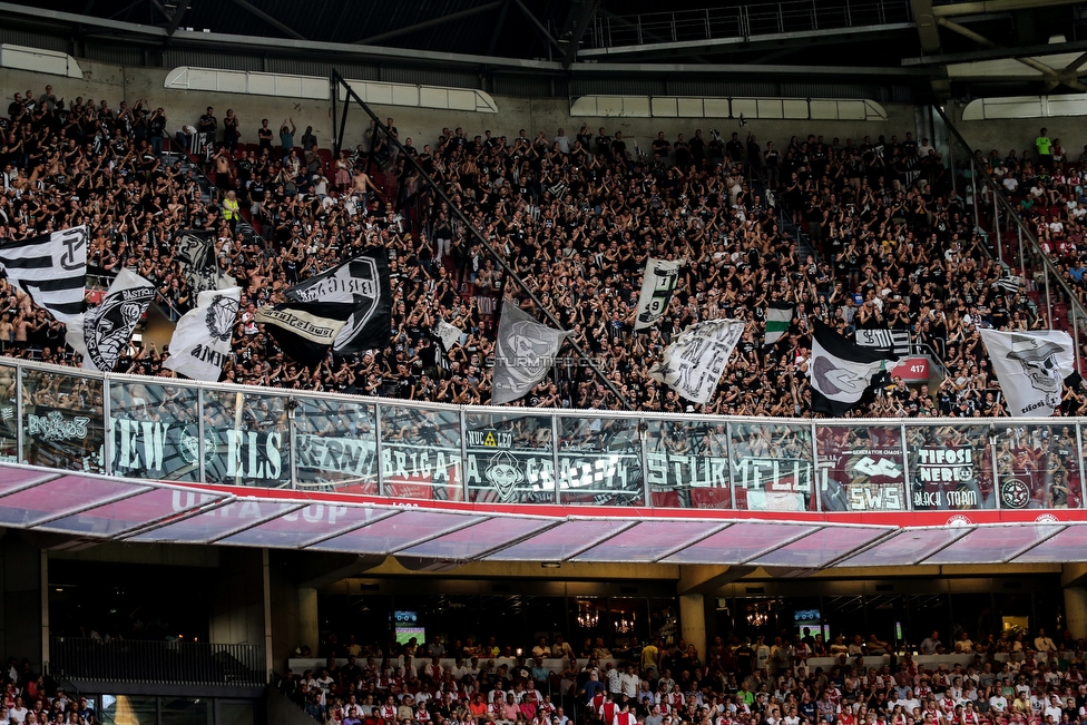 Ajax Amsterdam - Sturm Graz
UEFA Champions League Qualifikation 2. Runde, Ajax Amsterdam - SK Sturm Graz, Johan Cruijff Arena Amsterdam, 25.07.2018. 

Foto zeigt Fans von Sturm
