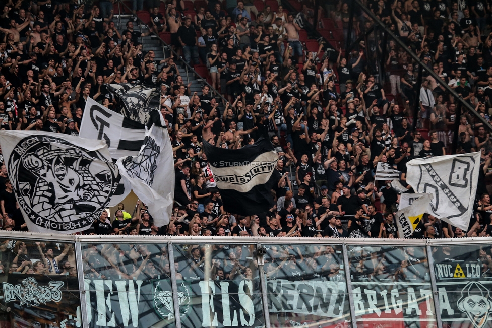 Ajax Amsterdam - Sturm Graz
UEFA Champions League Qualifikation 2. Runde, Ajax Amsterdam - SK Sturm Graz, Johan Cruijff Arena Amsterdam, 25.07.2018. 

Foto zeigt Fans von Sturm
