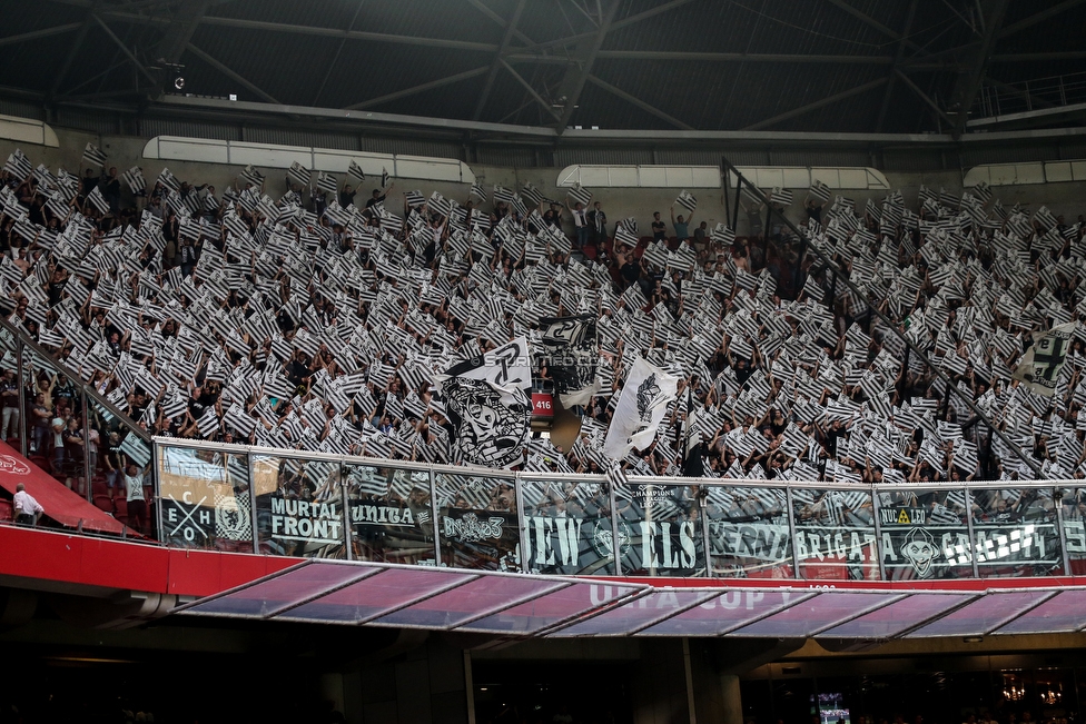 Ajax Amsterdam - Sturm Graz
UEFA Champions League Qualifikation 2. Runde, Ajax Amsterdam - SK Sturm Graz, Johan Cruijff Arena Amsterdam, 25.07.2018. 

Foto zeigt Fans von Sturm
