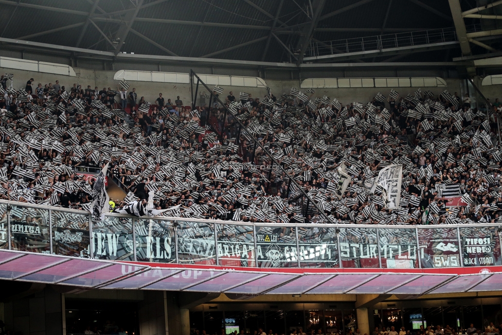 Ajax Amsterdam - Sturm Graz
UEFA Champions League Qualifikation 2. Runde, Ajax Amsterdam - SK Sturm Graz, Johan Cruijff Arena Amsterdam, 25.07.2018. 

Foto zeigt Fans von Sturm
