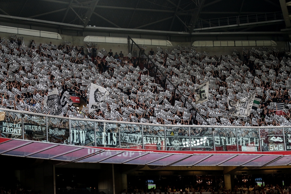 Ajax Amsterdam - Sturm Graz
UEFA Champions League Qualifikation 2. Runde, Ajax Amsterdam - SK Sturm Graz, Johan Cruijff Arena Amsterdam, 25.07.2018. 

Foto zeigt Fans von Sturm
