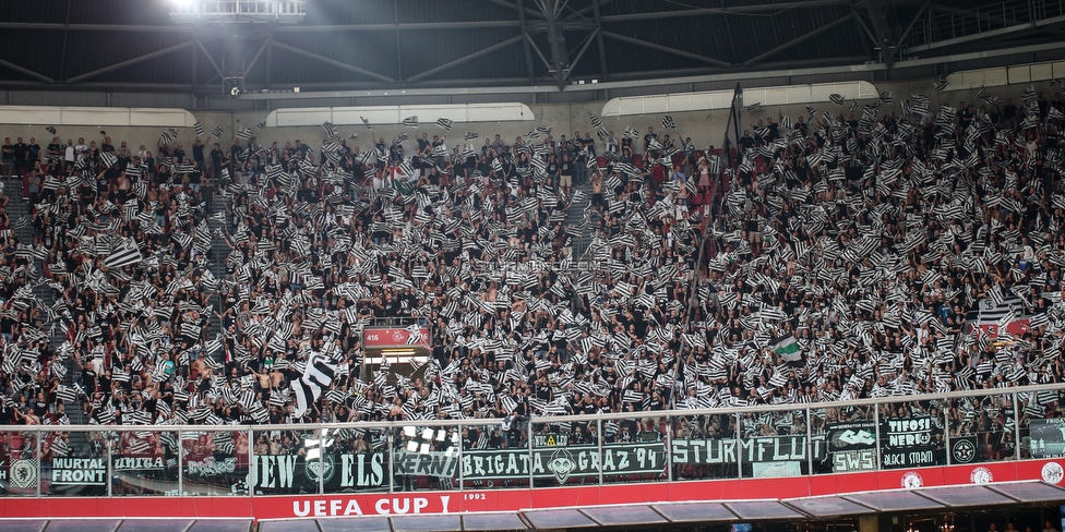 Ajax Amsterdam - Sturm Graz
UEFA Champions League Qualifikation 2. Runde, Ajax Amsterdam - SK Sturm Graz, Johan Cruijff Arena Amsterdam, 25.07.2018. 

Foto zeigt Fans von Sturm
