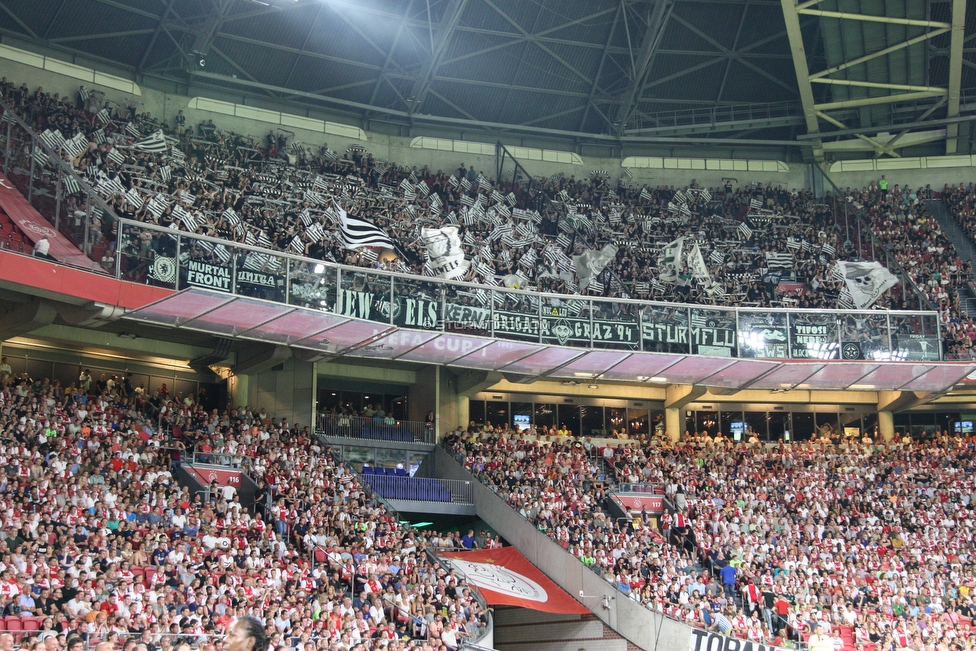 Ajax Amsterdam - Sturm Graz
UEFA Champions League Qualifikation 2. Runde, Ajax Amsterdam - SK Sturm Graz, Johan Cruijff Arena Amsterdam, 25.07.2018. 

Foto zeigt Fans von Sturm
