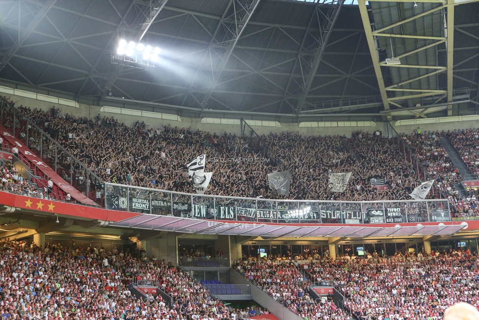 Ajax Amsterdam - Sturm Graz
UEFA Champions League Qualifikation 2. Runde, Ajax Amsterdam - SK Sturm Graz, Johan Cruijff Arena Amsterdam, 25.07.2018. 

Foto zeigt Fans von Sturm
