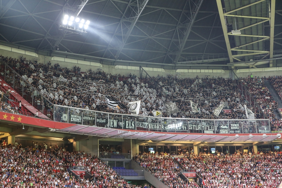 Ajax Amsterdam - Sturm Graz
UEFA Champions League Qualifikation 2. Runde, Ajax Amsterdam - SK Sturm Graz, Johan Cruijff Arena Amsterdam, 25.07.2018. 

Foto zeigt Fans von Sturm
