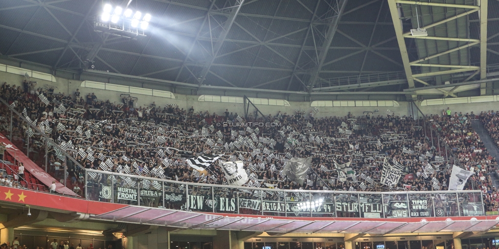 Ajax Amsterdam - Sturm Graz
UEFA Champions League Qualifikation 2. Runde, Ajax Amsterdam - SK Sturm Graz, Johan Cruijff Arena Amsterdam, 25.07.2018. 

Foto zeigt Fans von Sturm
