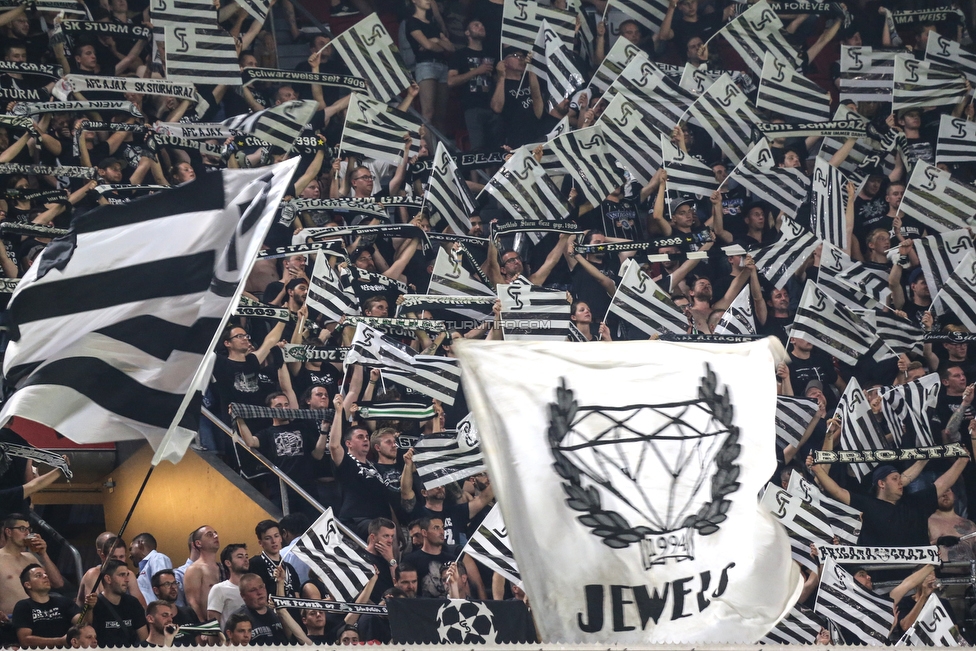 Ajax Amsterdam - Sturm Graz
UEFA Champions League Qualifikation 2. Runde, Ajax Amsterdam - SK Sturm Graz, Johan Cruijff Arena Amsterdam, 25.07.2018. 

Foto zeigt Fans von Sturm
