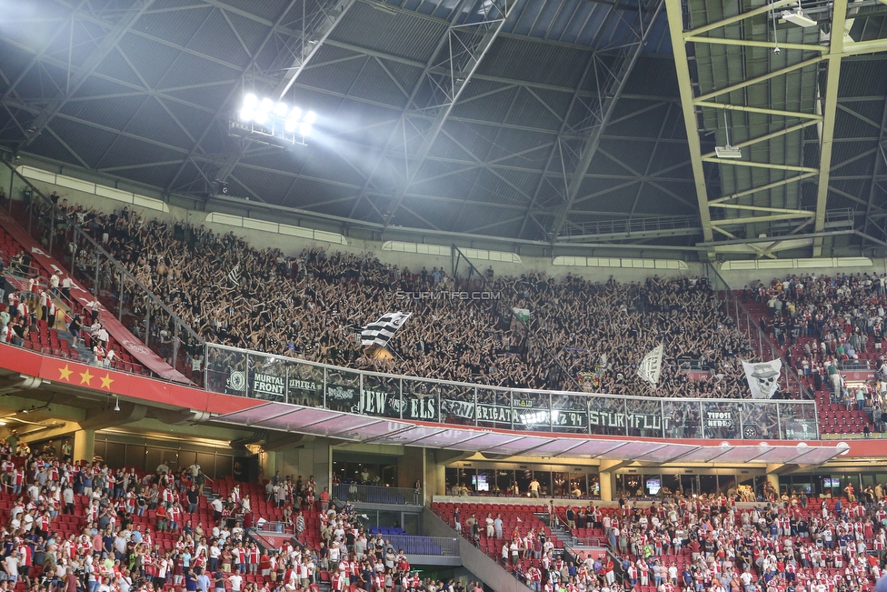 Ajax Amsterdam - Sturm Graz
UEFA Champions League Qualifikation 2. Runde, Ajax Amsterdam - SK Sturm Graz, Johan Cruijff Arena Amsterdam, 25.07.2018. 

Foto zeigt Fans von Sturm
