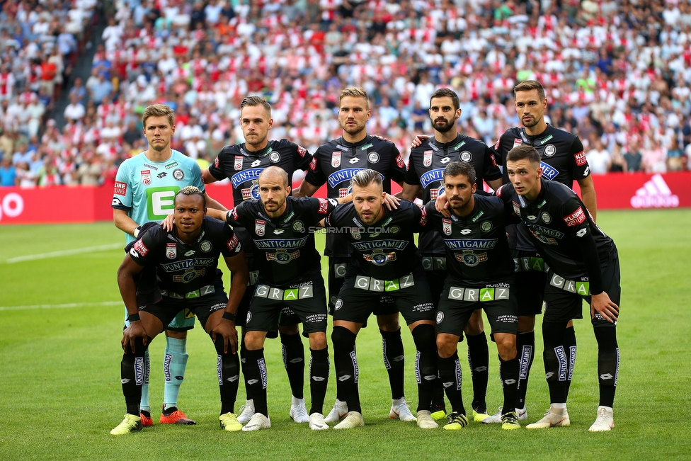 Ajax Amsterdam - Sturm Graz
UEFA Champions League Qualifikation 2. Runde, Ajax Amsterdam - SK Sturm Graz, Johan Cruijff Arena Amsterdam, 25.07.2018. 

Foto zeigt die Mannschaft von Sturm
