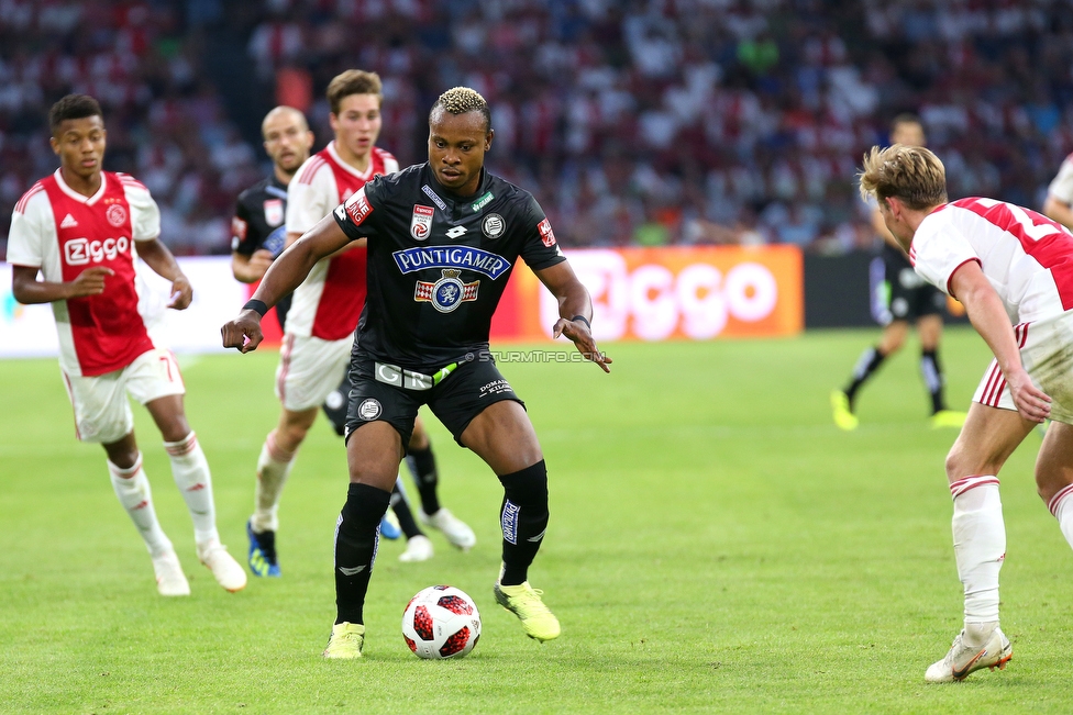 Ajax Amsterdam - Sturm Graz
UEFA Champions League Qualifikation 2. Runde, Ajax Amsterdam - SK Sturm Graz, Johan Cruijff Arena Amsterdam, 25.07.2018. 

Foto zeigt Emeka Friday Eze (Sturm)
