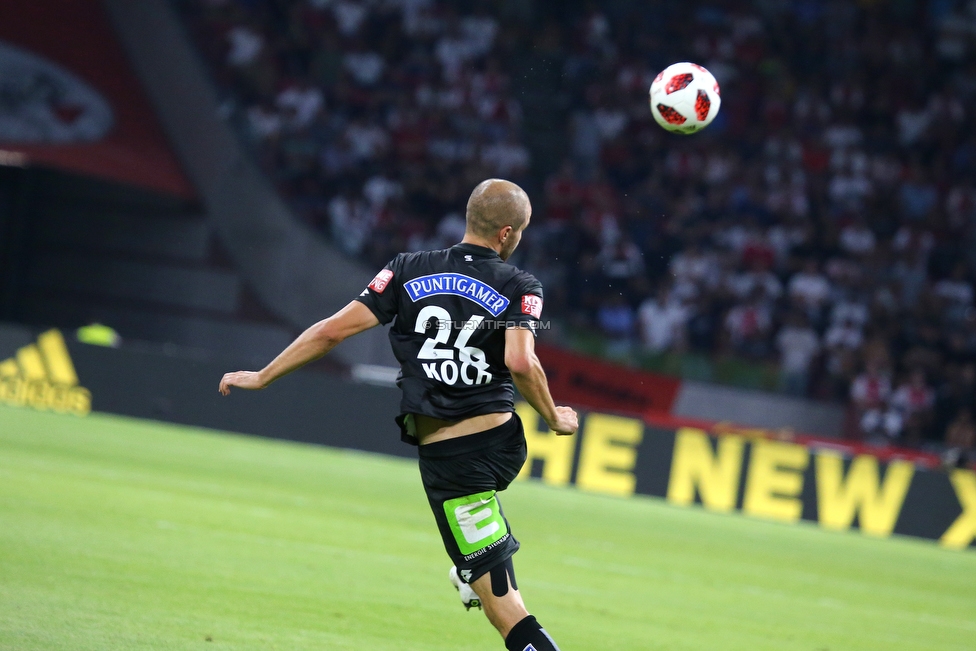 Ajax Amsterdam - Sturm Graz
UEFA Champions League Qualifikation 2. Runde, Ajax Amsterdam- SK Sturm Graz, Johan Cruijff Arena Amsterdam, 25.07.2018. 

Foto zeigt Fabian Koch (Sturm)
