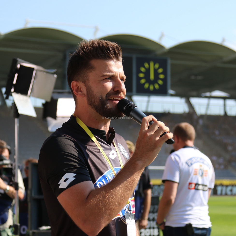 Sturm Graz - Hartberg
Oesterreichische Fussball Bundesliga, 1. Runde, SK Sturm Graz - TSV Hartberg, Stadion Liebenau Graz, 28.07.2018. 

Foto zeigt Thomas Seidl (Stadionsprecher Sturm)
