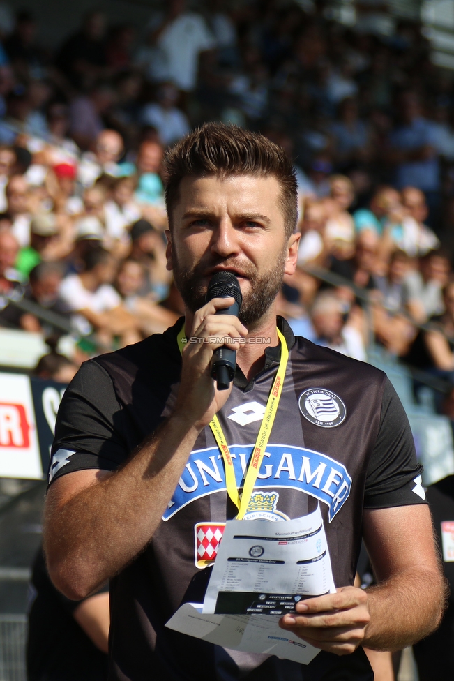 Sturm Graz - Hartberg
Oesterreichische Fussball Bundesliga, 1. Runde, SK Sturm Graz - TSV Hartberg, Stadion Liebenau Graz, 28.07.2018. 

Foto zeigt Thomas Seidl (Stadionsprecher Sturm)
