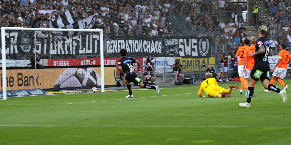 Sturm Graz - Hartberg
Oesterreichische Fussball Bundesliga, 1. Runde, SK Sturm Graz - TSV Hartberg, Stadion Liebenau Graz, 28.07.2018. 

Foto zeigt Philipp Hosiner (Sturm) und Rene Swete (Hartberg)
Schlüsselwörter: tor