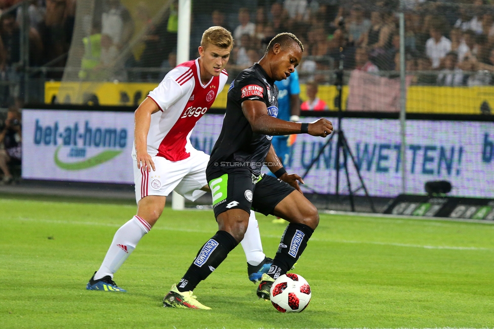 Sturm Graz - Ajax Amsterdam
UEFA Champions League Qualifikation 2. Runde, SK Sturm Graz - Ajax Amsterdam, Stadion Liebenau Graz, 01.08.2018. 

Foto zeigt Emeka Friday Eze (Sturm)
