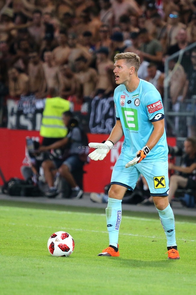 Sturm Graz - Ajax Amsterdam
UEFA Champions League Qualifikation 2. Runde, SK Sturm Graz - Ajax Amsterdam, Stadion Liebenau Graz, 01.08.2018. 

Foto zeigt Joerg Siebenhandl (Sturm)
