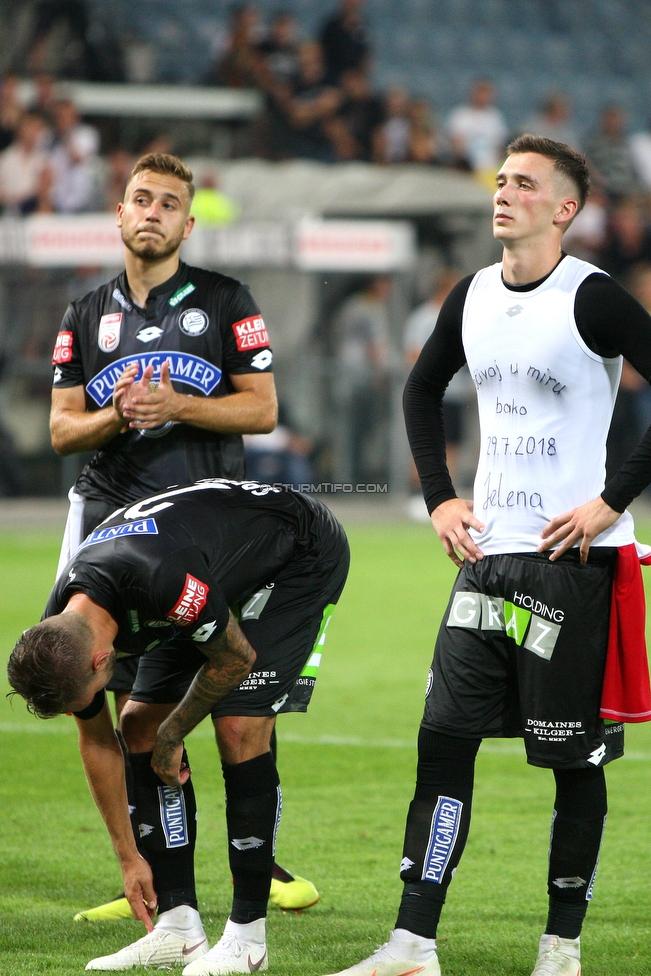 Sturm Graz - Ajax Amsterdam
UEFA Champions League Qualifikation 2. Runde, SK Sturm Graz - Ajax Amsterdam, Stadion Liebenau Graz, 01.08.2018. 

Foto zeigt Sandi Lovric (Sturm), Lukas Spendlhofer (Sturm) und Dario Maresic (Sturm)
Schlüsselwörter: enttaeuschung