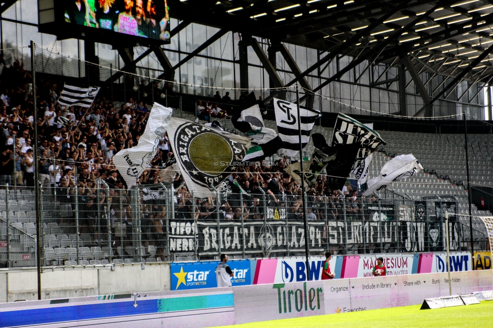 Innsbruck - Sturm Graz
Oesterreichische Fussball Bundesliga, 2. Runde, FC Wacker Innsbruck - SK Sturm Graz, Tivoli Neu Innsbruck, 04.08.2018. 

Foto zeigt Fans von Sturm
