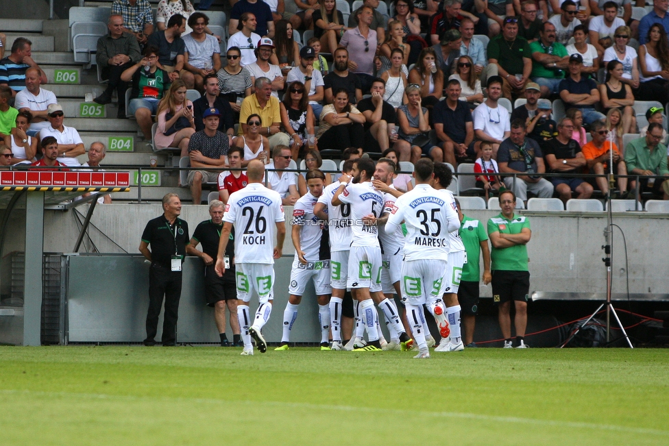 Innsbruck - Sturm Graz
Oesterreichische Fussball Bundesliga, 2. Runde, FC Wacker Innsbruck - SK Sturm Graz, Tivoli Neu Innsbruck, 04.08.2018. 

Foto zeigt die Mannschaft von Sturm
Schlüsselwörter: torjubel