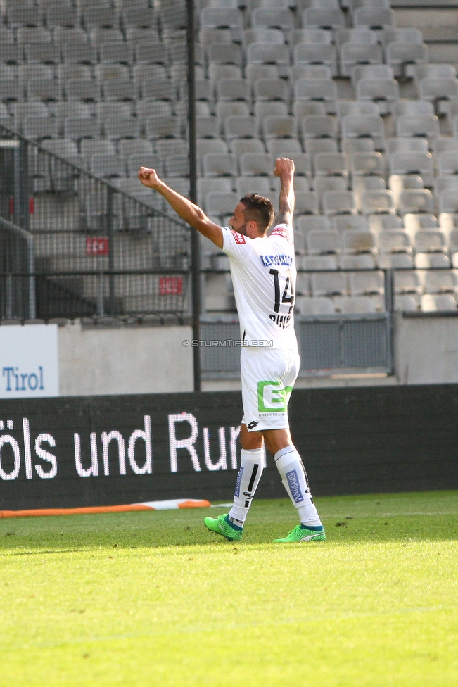 Innsbruck - Sturm Graz
Oesterreichische Fussball Bundesliga, 2. Runde, FC Wacker Innsbruck - SK Sturm Graz, Tivoli Neu Innsbruck, 04.08.2018. 

Foto zeigt Markus Pink (Sturm)
Schlüsselwörter: torjubel