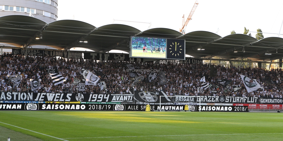 Sturm Graz - Larnaka
UEFA Europa League Qualifikation 3. Runde, SK Sturm Graz - AEK Larnaka, Stadion Liebenau Graz, 09.08.2018. 

Foto zeigt Fans von Sturm
