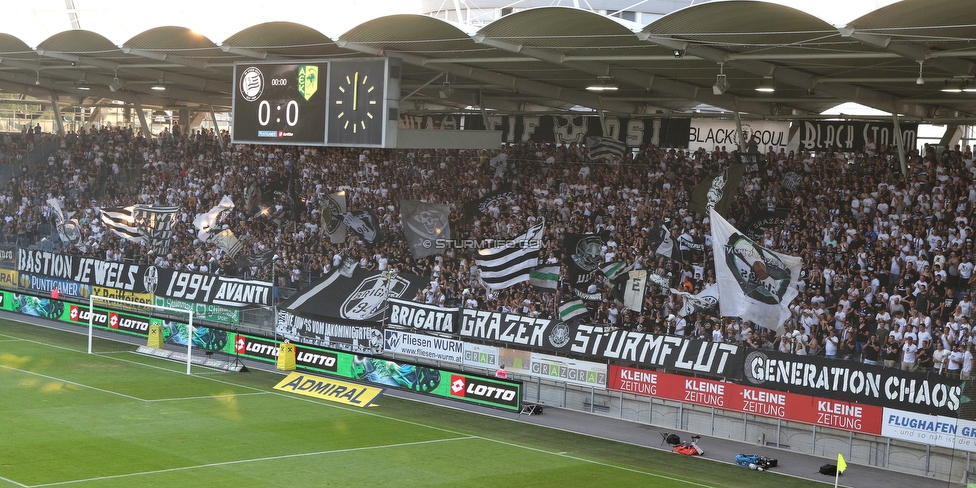 Sturm Graz - Larnaka
UEFA Europa League Qualifikation 3. Runde, SK Sturm Graz - AEK Larnaka, Stadion Liebenau Graz, 09.08.2018. 

Foto zeigt Fans von Sturm
