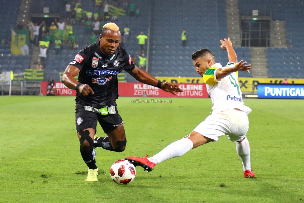 Sturm Graz - Larnaka
UEFA Europa League Qualifikation 3. Runde, SK Sturm Graz - AEK Larnaka, Stadion Liebenau Graz, 09.08.2018. 

Foto zeigt Emeka Friday Eze (Sturm)
