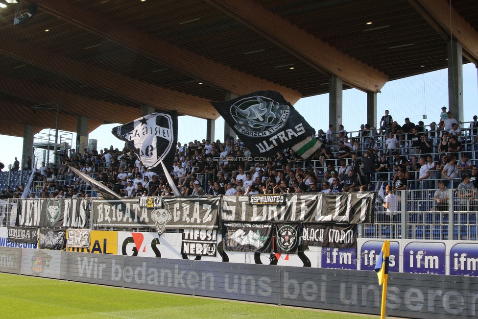 St. Poelten - Sturm Graz
Oesterreichische Fussball Bundesliga, 3. Runde, SKN St. Poelten - SK Sturm Graz, Arena St. Poelten, 12.08.2018. 

Foto zeigt Fans von Sturm
