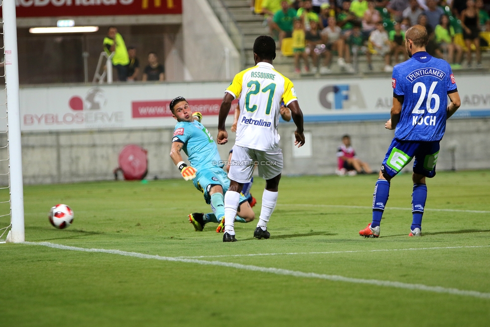 Larnaka - Sturm Graz
UEFA Europa League Qualifikation 3. Runde, AEK Larnaka - SK Sturm Graz, AEK Arena Larnaka, 16.08.2018. 

Foto zeigt Tobias Schuetzenauer (Sturm), Jean-Luc Assoubre (Larnaka) und Fabian Koch (Sturm)
Schlüsselwörter: tor