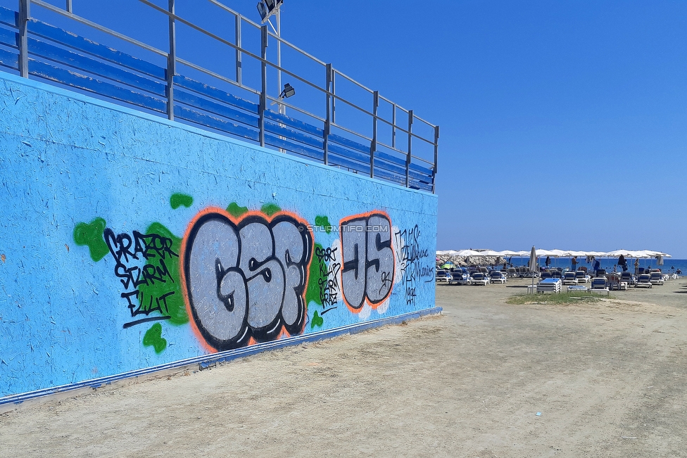 Larnaka - Sturm Graz
UEFA Europa League Qualifikation 3. Runde, AEK Larnaka - SK Sturm Graz, AEK Arena Larnaka, 16.08.2018. 

Foto zeigt ein Graffiti
