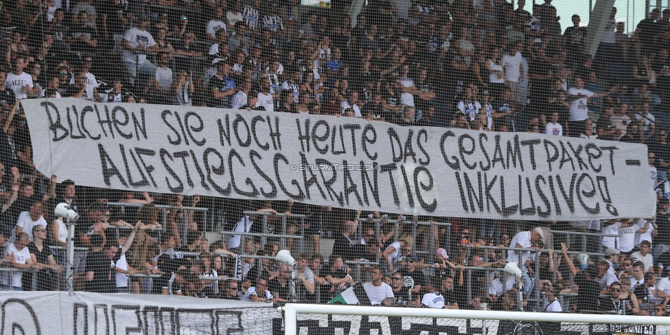 Sturm Graz - Altach
Oesterreichische Fussball Bundesliga, 1. Runde, SK Sturm Graz - SC Rheindorf Altach, Stadion Liebenau Graz, 19.08.2018. 

Foto zeigt Fans von Sturm mit einem Spruchband
Schlüsselwörter: protest