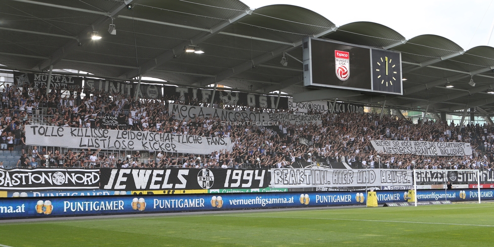 Sturm Graz - Altach
Oesterreichische Fussball Bundesliga, 1. Runde, SK Sturm Graz - SC Rheindorf Altach, Stadion Liebenau Graz, 19.08.2018. 

Foto zeigt Fans von Sturm mit einem Spruchband
Schlüsselwörter: protest