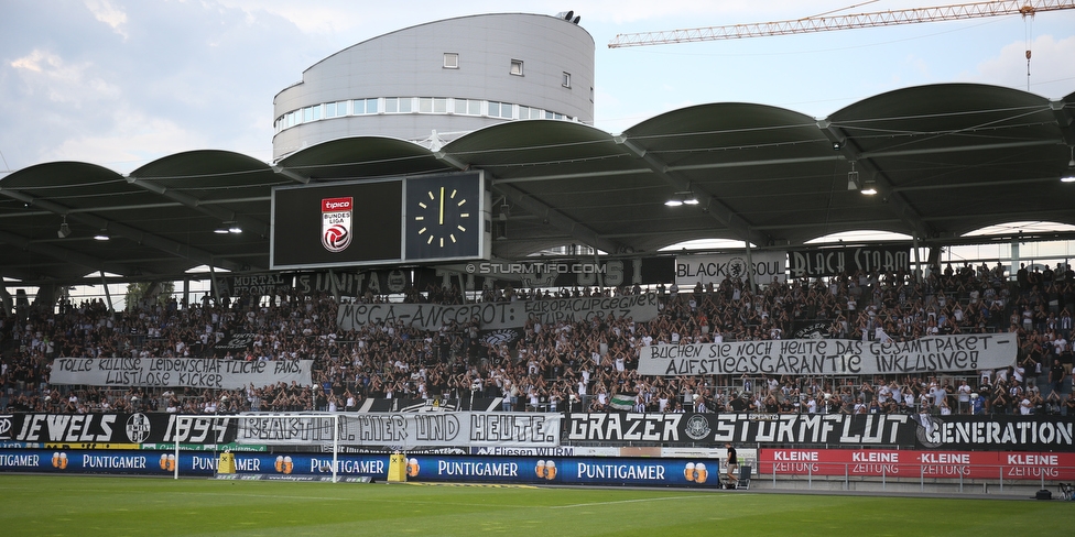 Sturm Graz - Altach
Oesterreichische Fussball Bundesliga, 1. Runde, SK Sturm Graz - SC Rheindorf Altach, Stadion Liebenau Graz, 19.08.2018. 

Foto zeigt Fans von Sturm mit einem Spruchband
Schlüsselwörter: protest