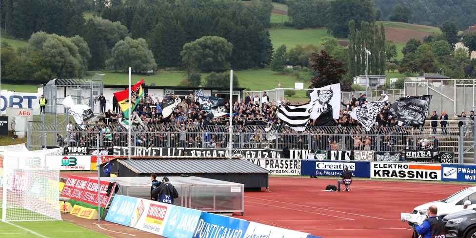 Wolfsberg - Sturm Graz
Oesterreichische Fussball Bundesliga, 5. Runde, Wolfsberger AC - SK Sturm Graz, Lavanttal Arena Wolfsberg, 25.08.2018. 

Foto zeigt Fans von Sturm
